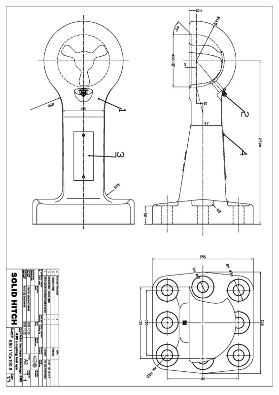 Zugöse für  Kugelkupplung 80mm mit Flansch 3 Tone UD80F80 — Produktbild 05