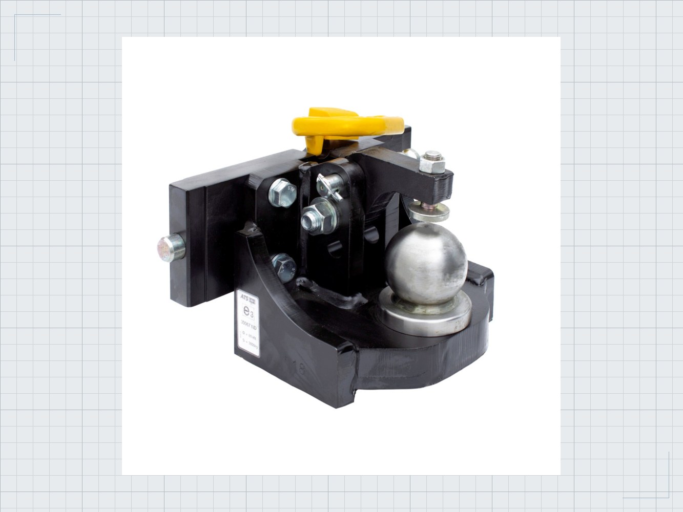 Kugelkupplung 80 mm ATS 3 Tone schwarz mit Adapterplatte 275/32/25 01 Kugelkupplung 80 mm ATS 3 Tone schwarz mit Adapterplatte 275/32/25 — Produktbild 01